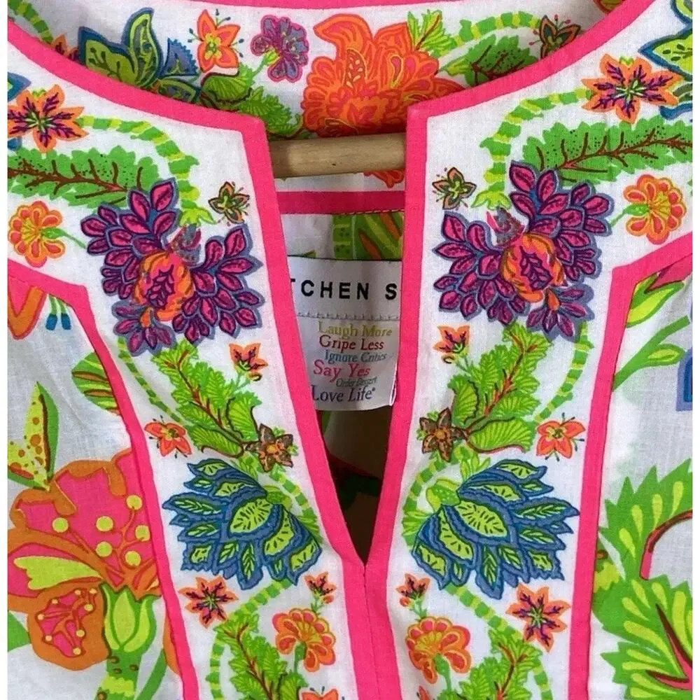 Gretchen Scott Glorious Split Neck Tunic Top & Pants Women’s Floral Small - Picture 7 of 16